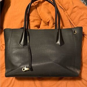 Black Dagne Dover Signature Legend Leather Tote with Sleek Design